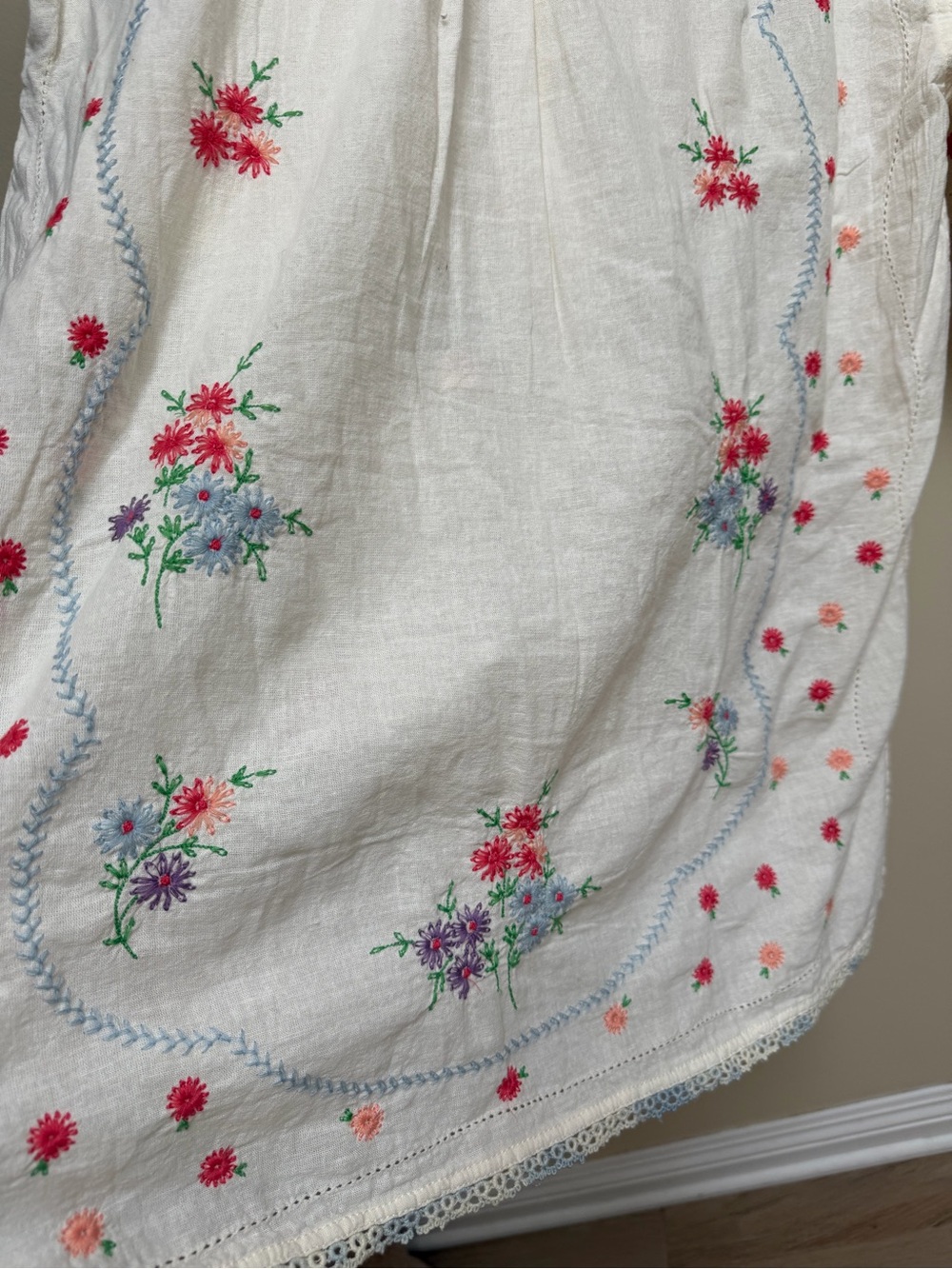 We The Free White Button-Up Shirt with Pink & Purple Floral Embroidery - Picture 12 of 14